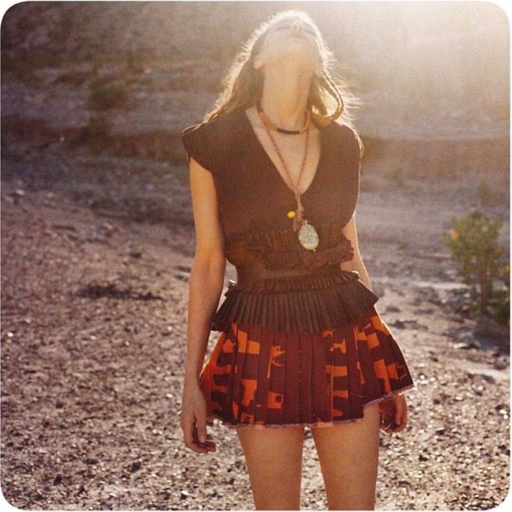 Isabel Marant Bold Costard Kib Skirt Orange Burgundy Pleated mini skirt